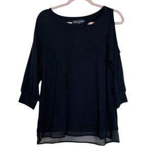 Brittany Humble Shirt Blouse Womens Size Medium‎ M Black Cold Shoulder